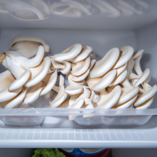 Nấm sò trắng tươi trong ngăn tủ lạnh