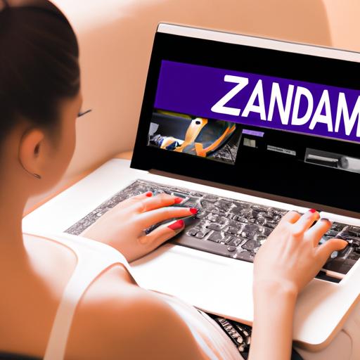 Mujer usando una computadora portátil para buscar los videos completos de Fadi Ammar Zidan