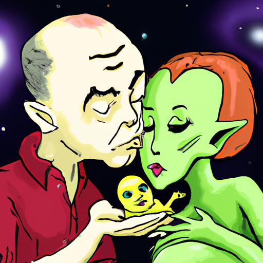 Joe Smith and his wife sharing a loving moment with the baby alien